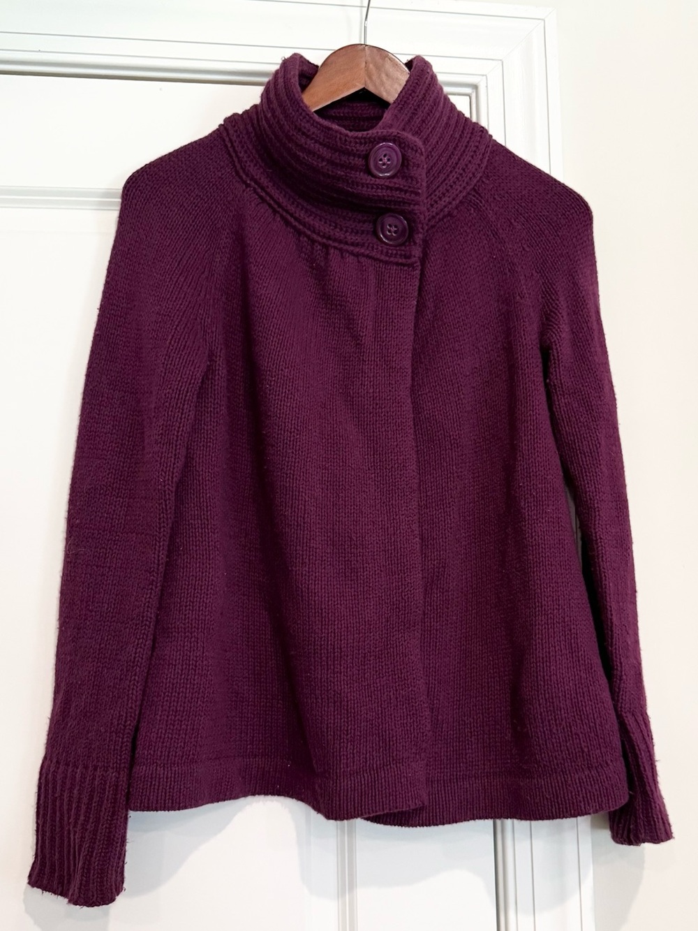 Old Navy Deep Plum Button-Neck Sweater Jacket